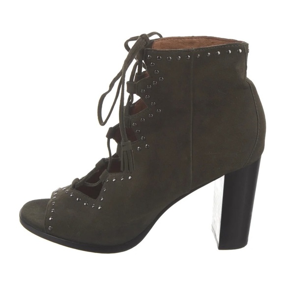 Frye suede Women's Olive Lace-Up Heeled BootiesSize 8 - Picture 3 of 12